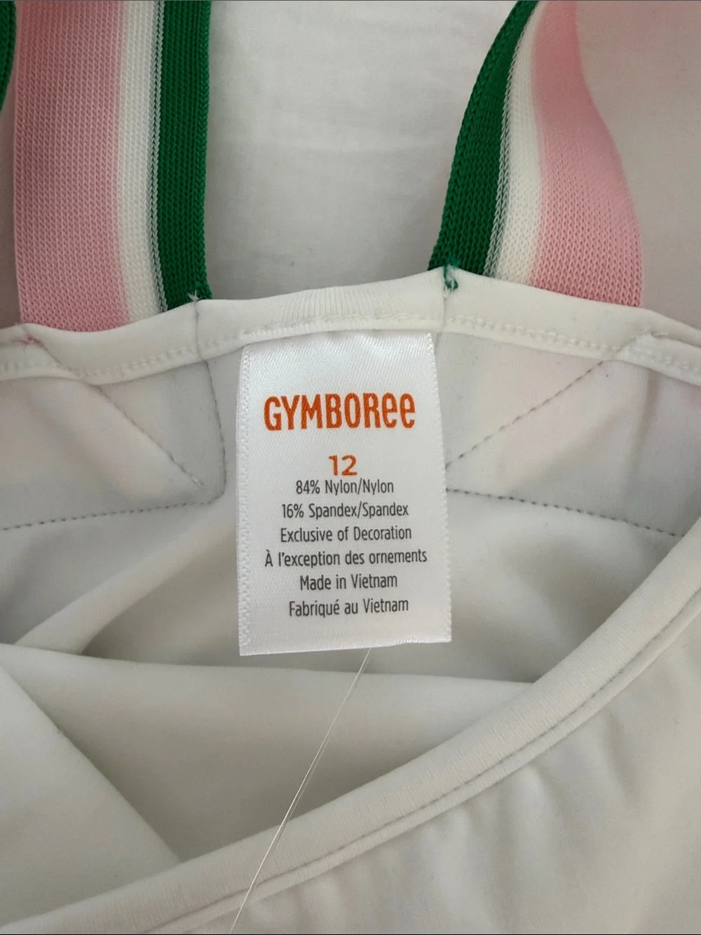 Gymboree White Athletic Dress with Pink and Green Trim